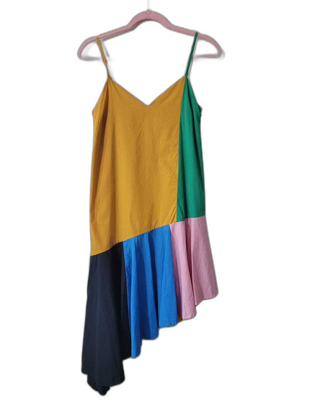 English Factory Asymmetrical Dress Yellow Green Size XS